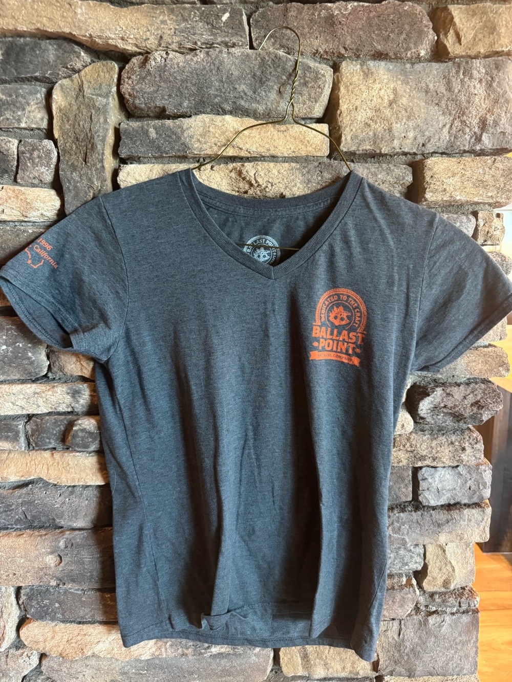 Ballast Point Charcoal V-Neck T-Shirt with Sculpin IPA on back